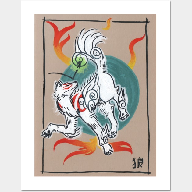 Okami Amaterasu and Issun Wall Art by MiTexcel